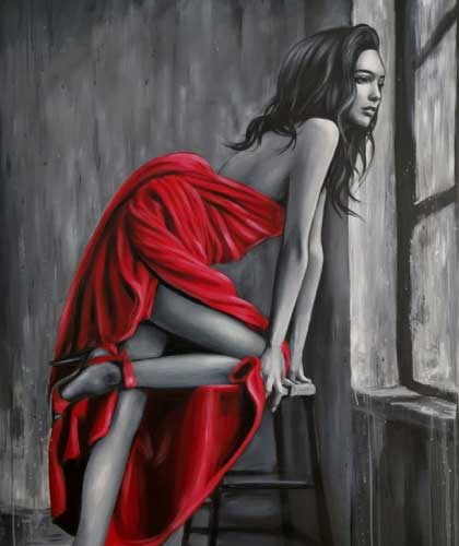 The Woman In The Red Dress - 100x150 cm